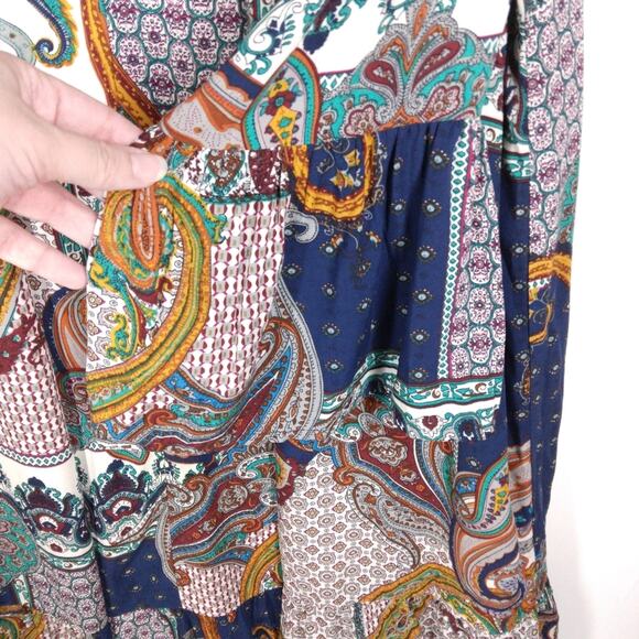 Entro Paisley Patchwork Long Sleeve Dress size Large - Picture 5 of 11